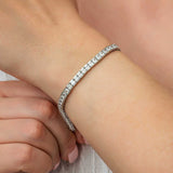 Sterling Silver Tennis Bracelet - Square Cut Cubic Zirconia
