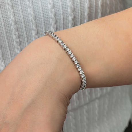 Sterling Silver Tennis Bracelet - Dazzling Clear Stone Elegance