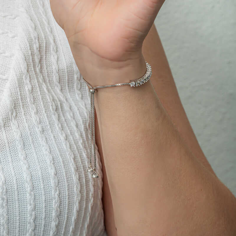 Sterling Silver Tennis Bracelet - Dazzling Clear Stone Elegance