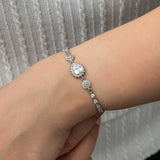 Bracelet - Silver-Tone Sparkling Zirconia Halo Link