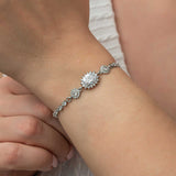Sterling Silver Oval Halo Cubic Zirconia Statement Bracelet