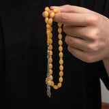 Misbaha per la Preghiera - Resina color Ambra con Nappa in Argento Sterling