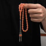 Tesbih - Pressed Amber Prayer Beads with Silver-Tone Tassel