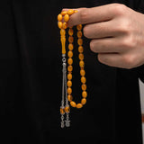 Tesbih Prayer Beads - Pressed Amber with Elegant Silver Tassel