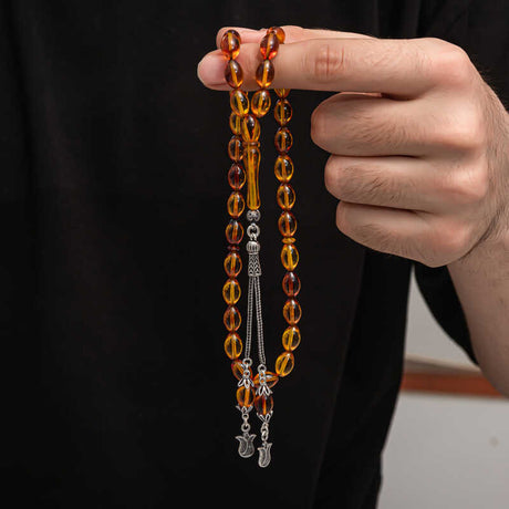 Tesbih Prayer Beads - Sikma Kehribar with Elegant Silver Tassel