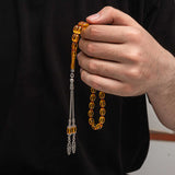 Handcrafted Sıkma Kehribar Tesbih - Sterling Silver Tassel