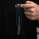 Handcrafted Pressed Amber Tesbih - Sterling Silver Tassel Prayer Beads