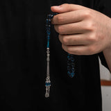 Elegantní modlitební korálky - lisovaný jantarový tesbih s propracovaným stříbrným střapcem