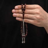 Tesbih - Pressed Amber & Silver-Tone Elegant Prayer Beads