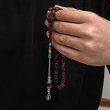 Tesbih - Pressed Amber & Silver-Tone Elegant Prayer Beads