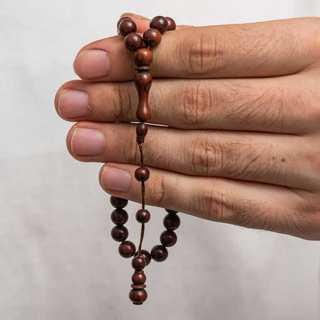 Traditional Kuka Wood Prayer Beads Tesbih - Round Cut Design