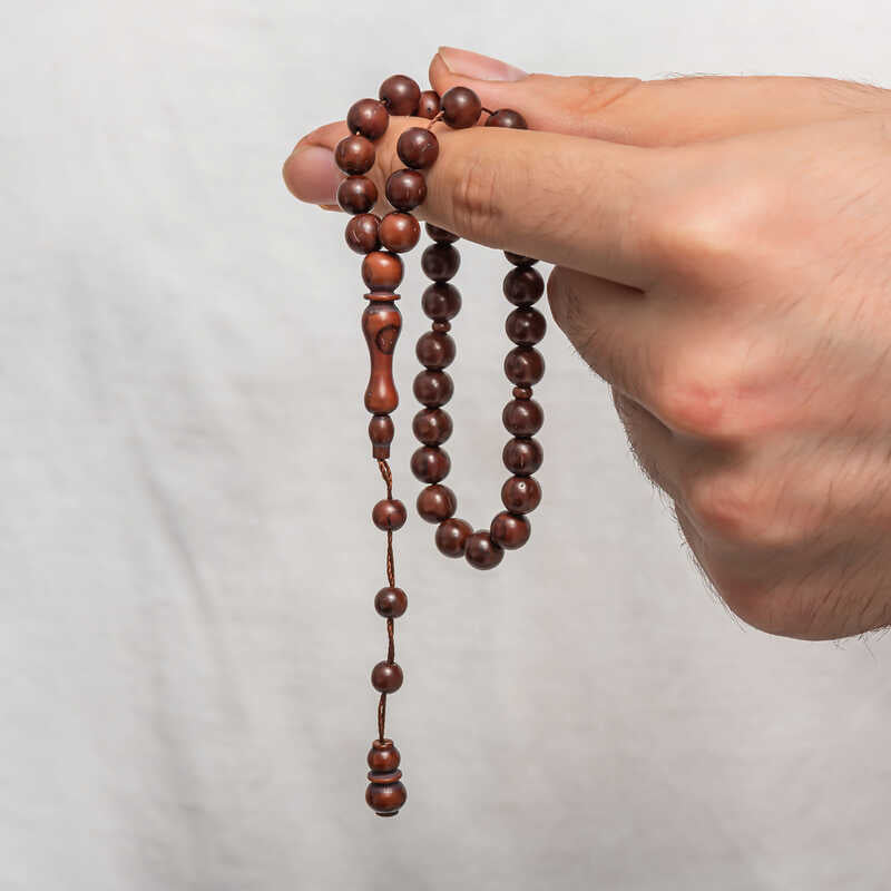 Traditional Kuka Wood Prayer Beads Tesbih - Round Cut Design