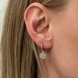 スターリングシルバー ジルコニア フローラル フープ ダングル ピアス