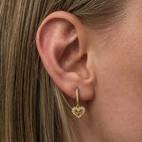 Hoop Earrings - Gold-Tone Sparkling Heart & Bow Dangle