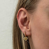 Hoop Earrings - Gold-Tone Sparkling Heart & Bow Dangle