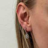 Sterling Silver Dangle Earrings - Sparkling Oval Halo Cubic Zirconia