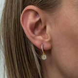 Gold-Plated Sterling Silver Dangle Hoop Earrings - Sparkling Snowflake Design