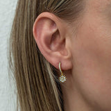 Gold-Plated Sterling Silver Dangle Hoop Earrings - Sparkling Snowflake Design