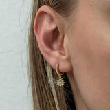 Gold-Plated Sterling Silver Dangle Hoop Earrings - Sparkling Snowflake Design