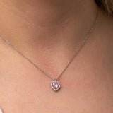 Halskette mit Anhänger in Sterling Silber, rosa Herz und Halo – elegantes Design