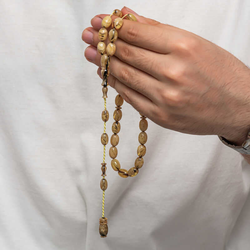 Elegant Prayer Beads - Handcrafted Compressed Amber Tesbih