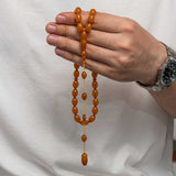 Compressed Amber Tesbih - Elegant Oval Bead Design