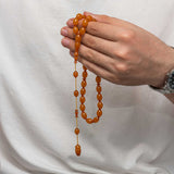 Compressed Amber Tesbih - Elegant Oval Bead Design