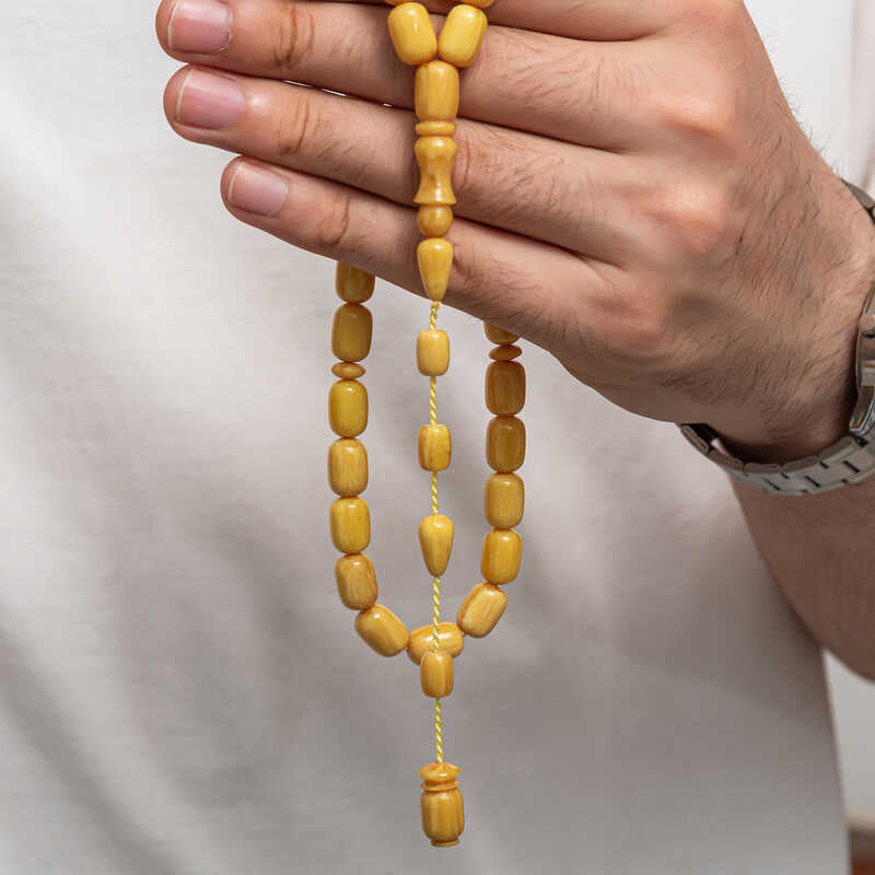 Prayer Beads - Handcrafted Pressed Amber Tesbih - Classic Design
