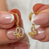 Dangle Earrings - Gold-Tone Butterfly with Sparkling Cubic Zirconia