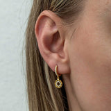 Gold-Tone Zirconia Hoop Dangle Earrings - Elegant Floral Charm