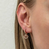 Rose Gold Plated Sterling Silver Dangle Earrings - Sparkling Evil Eye CZ