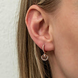 Rose Gold Plated Sterling Silver Dangle Earrings - Sparkling Evil Eye CZ