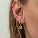 Dangle Earrings - Gold-Tone Swan Charm with Sparkling Zirconia Pavé Hoops