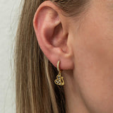 Dangle Earrings - Gold-Tone Swan Charm with Sparkling Zirconia Pavé Hoops