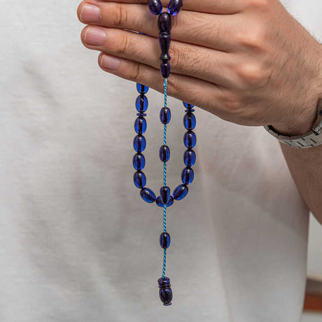Prayer Beads - Blue Sikma Kehribar Tesbih - Elegant Traditional Design