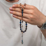 Prayer Beads - Polished Amber & Blue Gemstone Tasbih