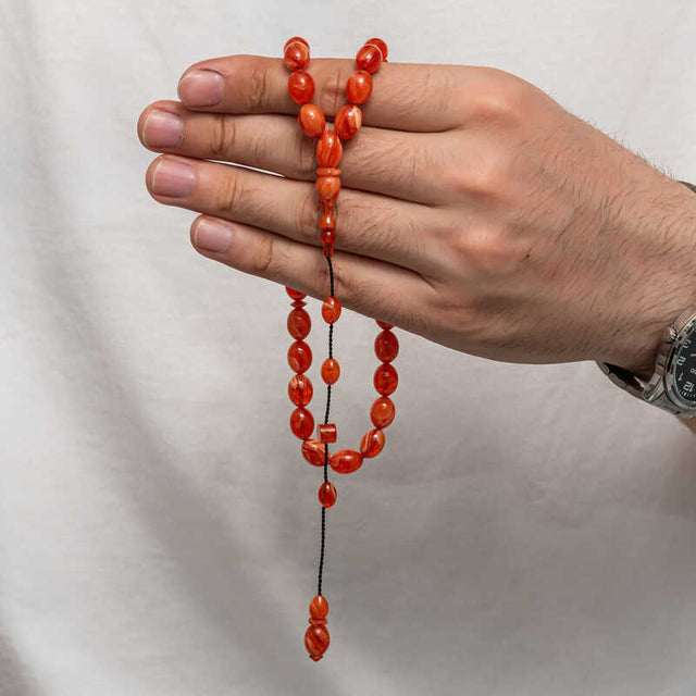 Handcrafted Prayer Beads - Pressed Amber Tesbih for Meditation & Style
