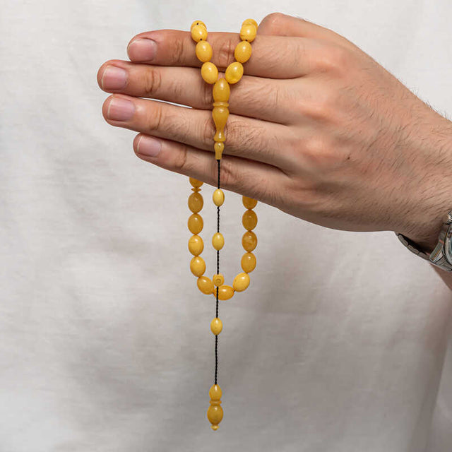 Traditional Prayer Beads - Handcrafted Amber Tesbih with Elegant Tassel