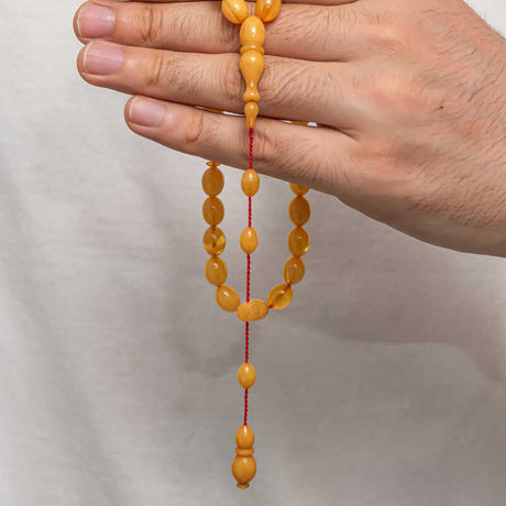 Handcrafted Amber Prayer Beads - Smooth Oval Tesbih Design