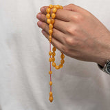 Handcrafted Amber Prayer Beads - Smooth Oval Tesbih Design