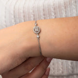 Silver-Tone Baguette & Round Stone Bracelet - Elegant Circle Design