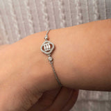 Sterling Silver Sparkling Clover Baguette & Round Stone Bracelet