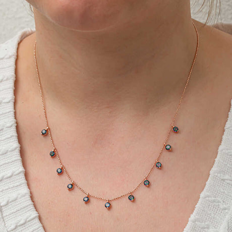 Necklace - Rose Gold Tone Mystic Topaz Dainty Drop