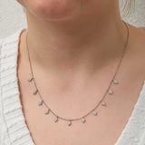 Collier - Pendentif Baklava délicat en ton argenté avec pavé de diamants