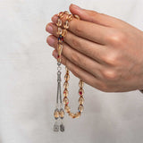 Tesbih Prayer Beads - Pressed Amber with Sterling Silver Tassel