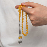Elegant Amber Tesbih - Traditional Sterling Silver Tassel Prayer Beads