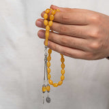 Elegant Amber Tesbih - Traditional Sterling Silver Tassel Prayer Beads