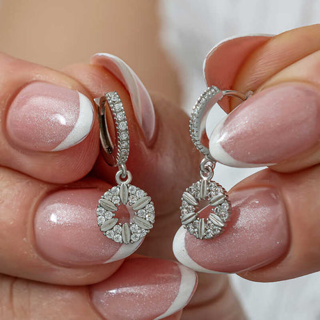 Drop Hoop Earrings - Sterling Silver-Tone Geometric Dangle