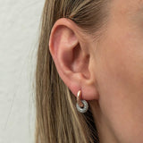 Two-Tone Hoop Earrings - Rose Gold Tone & Sparkling Pave CZ Dangle
