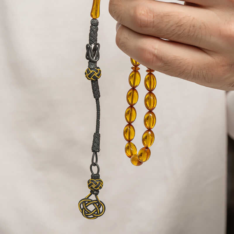Pressed Amber Tesbih - Handcrafted Kazaz Tassel Design